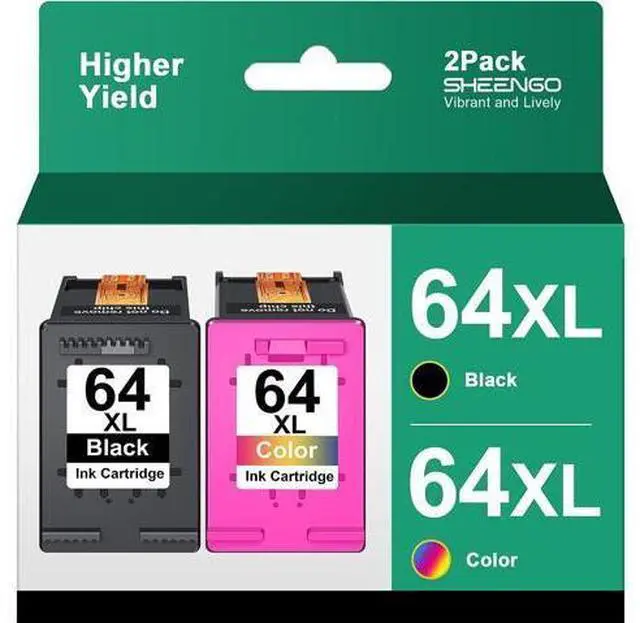 Main image of 64XL Ink Cartridge Combo Pack High Yield Replacement Ink 64 64 XL for Envy Photo 7858 7855 7155 6255 6252 7120 6232 7158 7164 Envy 7255e 7955e 7958e Tango X Printer (1 Black, 1 Tri-Color)