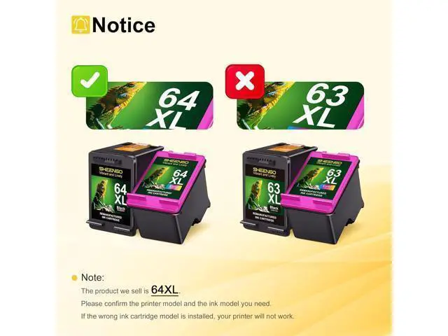 Alt view image 7 of 7 - 64XL Ink Cartridge Combo Pack High Yield Replacement Ink 64 64 XL for Envy Photo 7858 7855 7155 6255 6252 7120 6232 7158 7164 Envy 7255e 7955e 7958e Tango X Printer (1 Black, 1 Tri-Color)
