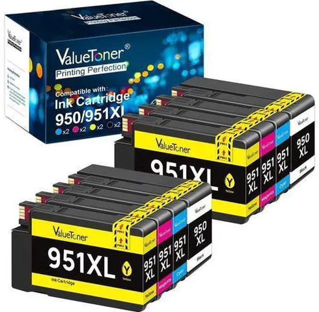 Main image of Valuetoner Compatible Ink Cartridge Replacement 950XL 951XL 950 XL 951 XL for Officejet Pro 8600 8610 8100 8615 8620 8630 8660 251dw Printer 8 Pack (2 Black,2 Cyan,2 Magenta,2 Yellow)