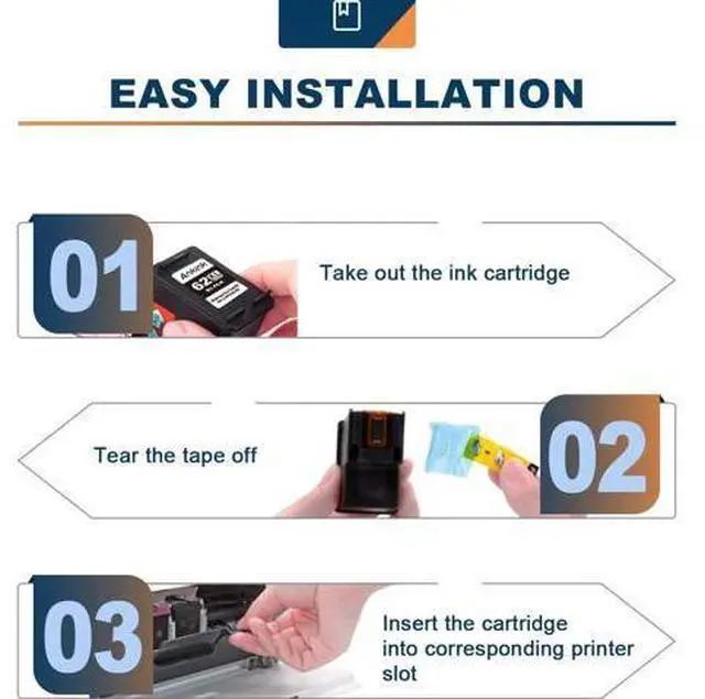 Alt view image 3 of 5 - Ankink Higher Yield Remanufactured 62XL Ink Cartridge Replacement for 62 HP62XL hp62 XL Envy 5540 5640 5660 7640 7645 OfficeJet 200 250 5740 8040 Printer Toner Color (Tricolor) Combo 2 Pack