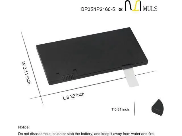Alt view image 7 of 7 - MULS BP3S1P2160-S Laptop Battery for Getac F110 Tablet PC F110 GGA 734020 G2 G3 G4 BP3S1P2160 BP3S1P2160-S Bateria 11.4V 2160mAh 24WH