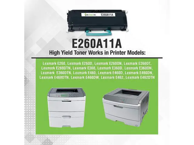 Alt view image 2 of 5 - Be Green Ink Compatible Replacement Black Toner Cartridge for Lexmark E260, E260D, E260DN, E260DT, E260DTN, E360, E360D, E360DN, E360DTN, E460, E460D, E460DN, E460DTN, E460DW, E462, E462DTN - E260A11A