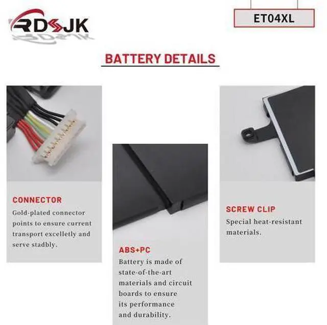 Alt view image 5 of 7 - ET04XL Laptop Battery for HP EliteBook X360 1020 G2 Series ET04049XL 915030-1C1 915030-171 915191-855 HSTNN-IB7U HSN-I09C 7.7V 49.28Wh