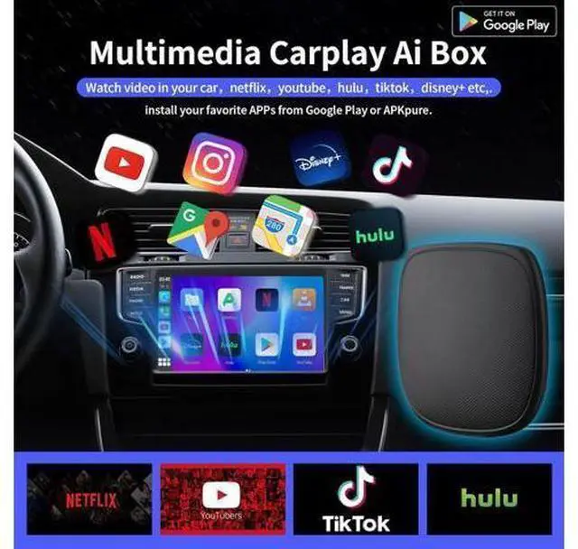 Alt view image 2 of 7 - Magic Carplay Ai Box 2.0 Max, Support Netflix/YouTube/Hulu/Tiktok/TF card etc., Qualcomm Multi-core Wireless Carplay and Android Car Adapter for OEM Wired Carplay Car