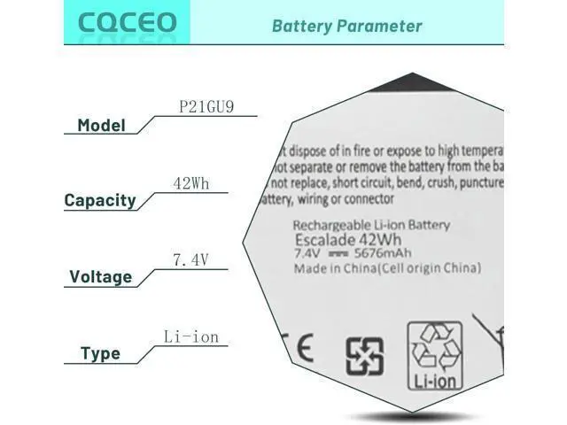 Alt view image 3 of 7 - CQCEO P21GU9 Laptop Battery for Microsoft Surface Pro 1 1514, Surface Pro 2 1601 10.6" Tablet Series 2ICP5/94/104 2ICP5/94/105 7.4V 42Wh 5676mAh