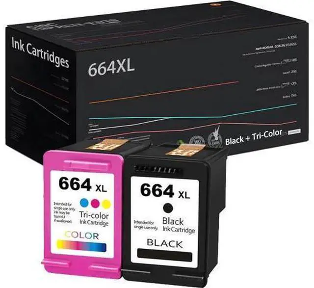 Main image of 664XL High Yield Ink Cartridges, Compatible Deskjet Ink Advantage 1115 2135 2138 2675 2676 3635 3638 3835 4535 5075 5078 5275 5278 Printers - Estimated Yield 600 Pages (1 Black+1 Tri-Color)