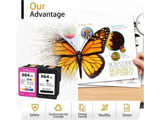Alt view image 4 of 7 - 664XL High Yield Ink Cartridges, Compatible Deskjet Ink Advantage 1115 2135 2138 2675 2676 3635 3638 3835 4535 5075 5078 5275 5278 Printers - Estimated Yield 600 Pages (1 Black+1 Tri-Color)