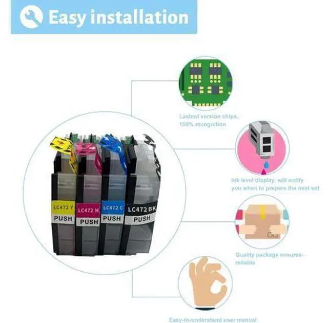 Alt view image 5 of 7 - Ink Cartridge for Brother LC472BK LC472C LC472M LC472Y High Yield,Compatible J2340DW J3540DW J3940DW Printer Page Yield Up to 200 Pages Black,200 Pages Color Combo Pack