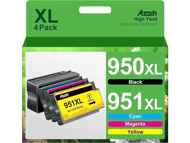 Main image of 950XL 951XL Combo Ink Cartridges | Work OfficeJet Pro 8600, Pro 8610, Pro 251dw 276dw, 8100 8620 8625 8630 Series | Replacement 951 950 Ink Cartridges | 4 Pack