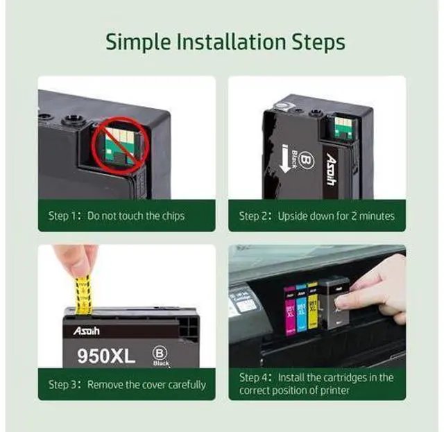 Alt view image 5 of 7 - 950XL 951XL Combo Ink Cartridges | Work OfficeJet Pro 8600, Pro 8610, Pro 251dw 276dw, 8100 8620 8625 8630 Series | Replacement 951 950 Ink Cartridges | 4 Pack