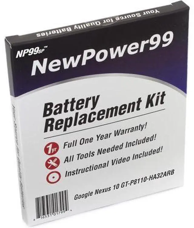 Main image of NewPower99 Battery Replacement Kit with Battery, Instructions and Tools for Google Nexus 10 GT-P8110-HA32ARB