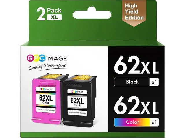 Main image of GPC Image Remanufactured Ink Cartridge Replacement 62XL 62 XL Compatible for Envy 5540 7645 5642 5542 5643 5640 7644 7643 OfficeJet 5740 200 5745 5741 Printer Tray (1 Black 1 Tri-Color)