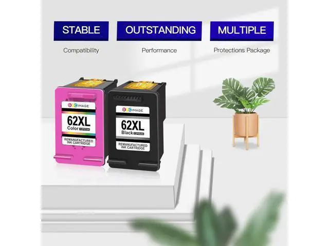 Alt view image 6 of 7 - GPC Image Remanufactured Ink Cartridge Replacement 62XL 62 XL Compatible for Envy 5540 7645 5642 5542 5643 5640 7644 7643 OfficeJet 5740 200 5745 5741 Printer Tray (1 Black 1 Tri-Color)