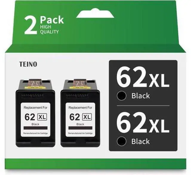 Main image of TEINO 62XL Remanufactured Ink Cartridge Replacement 62 62XL 62 XL OfficeJet 200 250 Envy 7640 5660 7645 5540 5740 5643 5640 5642 5663 5665 8000 (Black, 2 Pack)