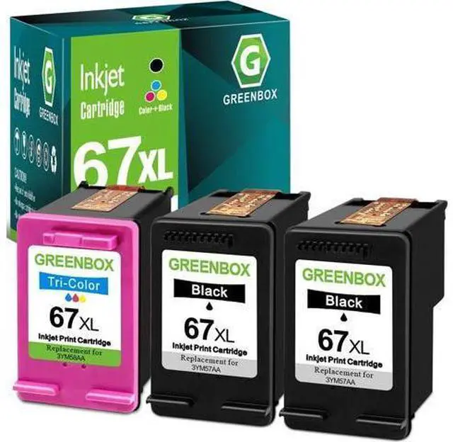Main image of GREENBOX Remanufactured Ink Cartridge Replacement 67 67XL for DeskJet 2732 2755 Envy 6052 6058 6075 DeskJet Plus 4152 4155 4158 Printer (2 Black 1 Tri-Color)