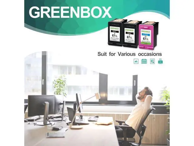 Alt view image 6 of 6 - GREENBOX Remanufactured Ink Cartridge Replacement 67 67XL for DeskJet 2732 2755 Envy 6052 6058 6075 DeskJet Plus 4152 4155 4158 Printer (2 Black 1 Tri-Color)