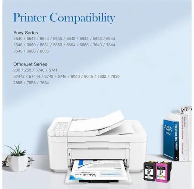 Alt view image 2 of 6 - Valuetoner Supply 62XL Ink Cartridge Combo Pack Replacement 62XL 62 XL High Yield Envy 5540 5640 5660 7644 7645 OfficeJet 5740 8040 OfficeJet 200 250 Series Printer (1 Black, 1 Tri-Color)