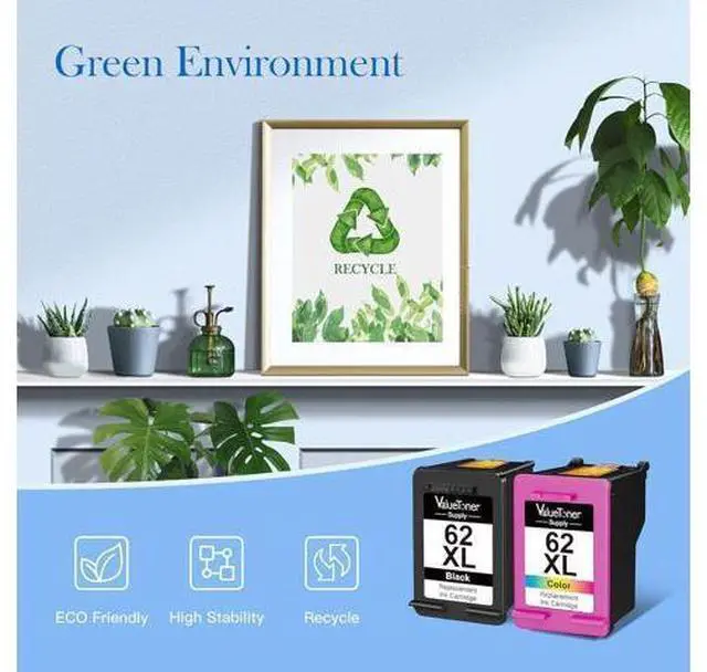 Alt view image 6 of 6 - Valuetoner Supply 62XL Ink Cartridge Combo Pack Replacement 62XL 62 XL High Yield Envy 5540 5640 5660 7644 7645 OfficeJet 5740 8040 OfficeJet 200 250 Series Printer (1 Black, 1 Tri-Color)