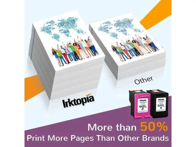 Alt view image 5 of 7 - Inktopia Remanufactured Ink Cartridge Replacement 64 XL 64XL for Envy Photo 7858 7855 7155 6255 6252 7120 6232 7158 7164 Envy 5542 Tango X Terra Printer (1 Black, 1 Tri-Color)