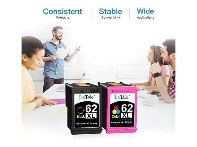 Alt view image 3 of 6 - LxTek Ink Cartridge Replacement 62XL 62 XL to Compatible with Envy 5540 5660 7645 5642 5542 5643 5640 7644 OfficeJet 250 5740 200 5745 Printer (1 Black,1 Tri-Color, 2 Pack)