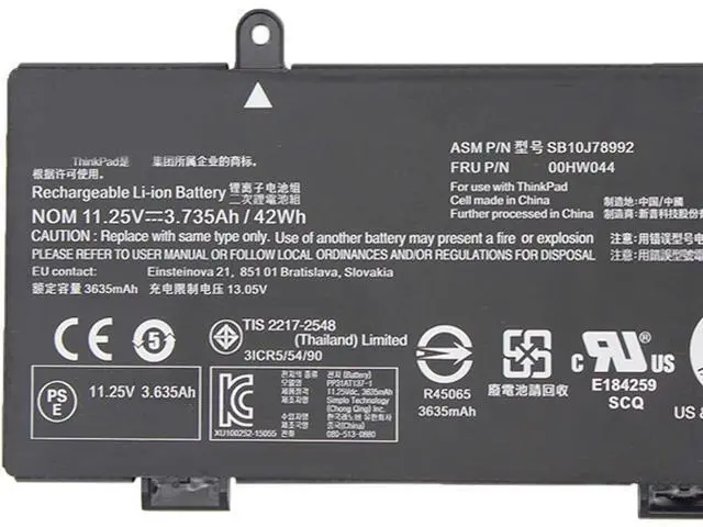 Alt view image 2 of 4 - EFOHANA 00HW043 00HW044 Laptop Battery Replacement for ThinkPad Yoga 11e 3rd Gen 11E Chromebook Yoga 11E Chromebook Series Notebook SB10J78992 00HW042 11.25V 42Wh 3735mAh