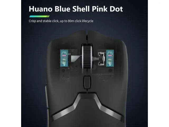 Alt view image 4 of 6 - DeLUX M800PRO 3395 Wireless Gaming Mouse, with PAW3395 Sensor 26000DPI, Tri-Mode, Huano Pink Switches, 80 Hrs Battery, Matt UV Coating, 72g Lightweight, Come with Glass Skates and Grip Tape (Black)