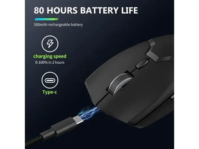 Alt view image 5 of 6 - DeLUX M800PRO 3395 Wireless Gaming Mouse, with PAW3395 Sensor 26000DPI, Tri-Mode, Huano Pink Switches, 80 Hrs Battery, Matt UV Coating, 72g Lightweight, Come with Glass Skates and Grip Tape (Black)