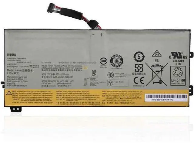 Main image of efohana L13M4P61 Laptop Battery Replacement for Edge 15 80H1 80K9 Series Notebook 121500252 L13L4P61 121500253 7.3V 44.4Wh 6200mAh 4-Cells