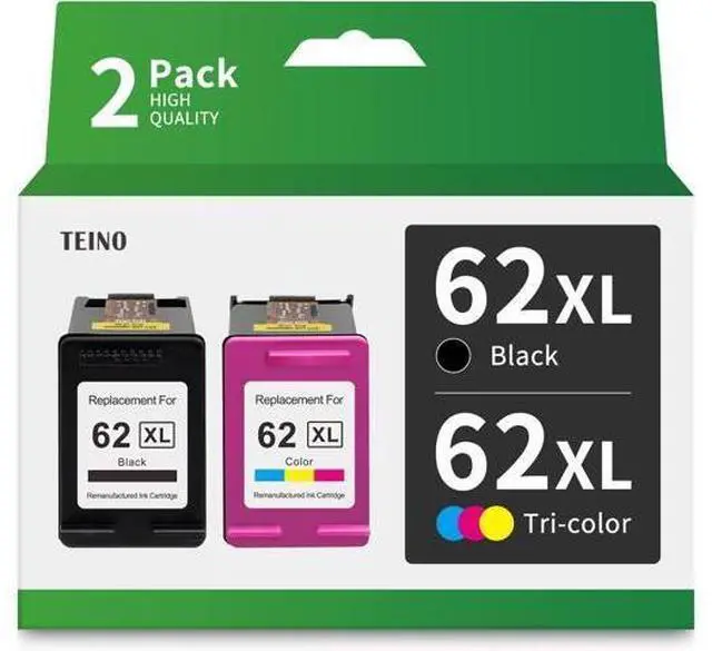 Main image of TEINO 62XL Remanufactured Ink Cartridge Replacement 62XL 62 use with OfficeJet 200 250 Mobile Envy 7640 5660 7645 5540 5740 5643 5640 8000 OfficeJet 5740 5745 5743 (Black Tri-Color, 2-Pack)