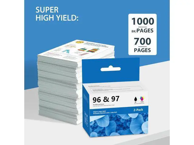 Alt view image 3 of 6 - 96 97 Remanufactured Ink Cartridge Combo Pack Replacement for 96 Black 97 Tri-Color Work with 7310 7410 9800 6980 6940 5740 8050 8450 2610 | C9348FN C9363WN (2-Pack)