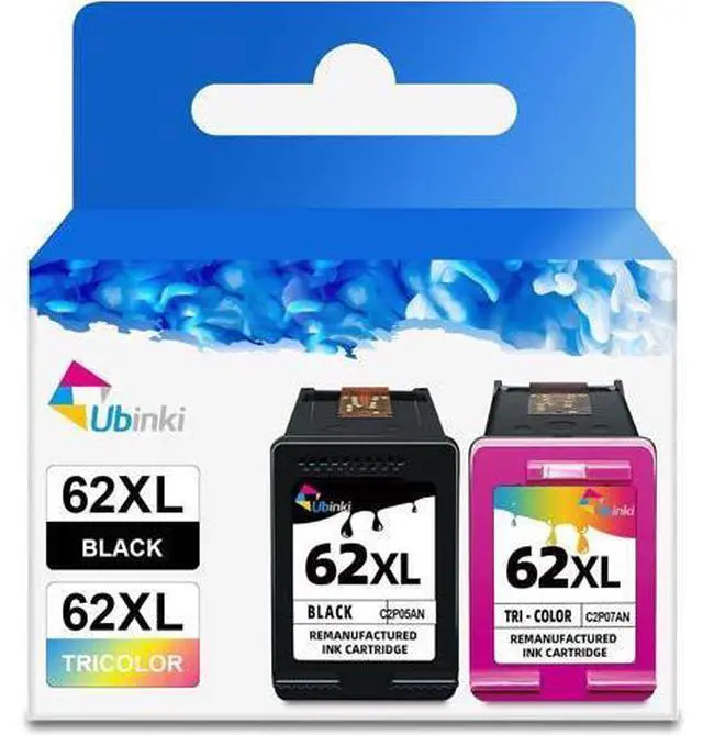 Main image of Ubinki 62XL Ink Cartridges Black Color Combo Pack Replacement 62 hp62 XL 62XL for Envy 5540 5640 5660 7644 7645 OfficeJet 5740 8040 OfficeJet 200 250 Series Printer(1 Black, 1Tri-Color, 2-Pack)