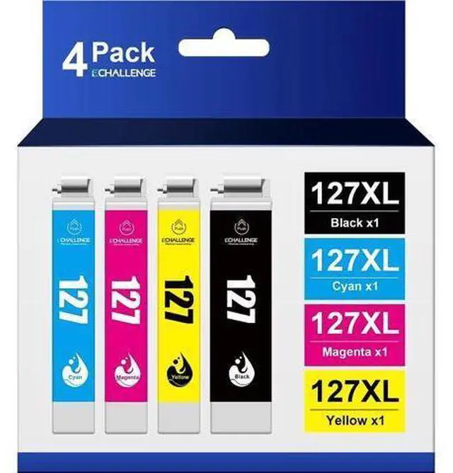 Main image of 127 127XL T127 Ink Cartridges 4-Pack Black & Color Combo High Capacity Remanufactured Replacement 127 T127 use with Workforce 545 645 WF-3540 WF-3520 WF-7010 NX530 NX625 Printer