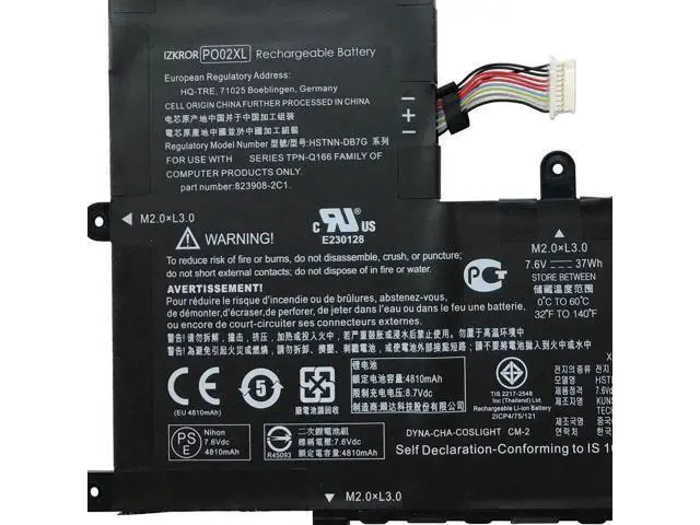Alt view image 2 of 4 - IZKROR PO02XL 37Wh 4810mAh Laptop Battery Replacement for HP Stream 11-R 11-R010NR 11-R014WM 11-R015WN 11-Y 11-Y020WM 11-Y010WM Series 824560-005 823908-1C1 823908-2C1 HSTNN-DB7G HSTNN-IB7G TPN-Q166