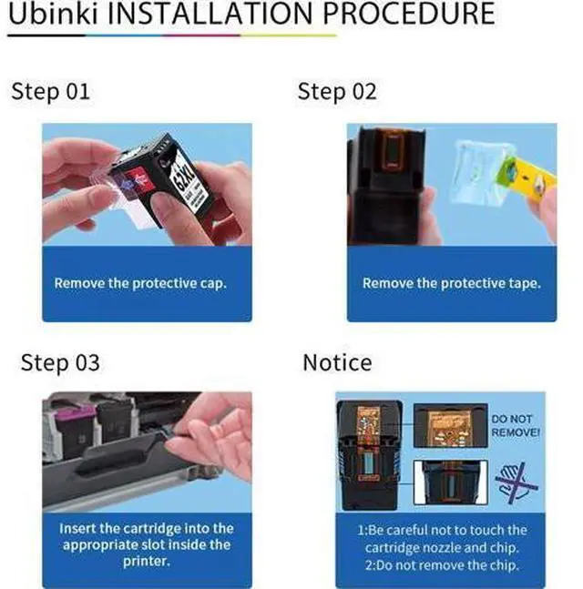 Alt view image 5 of 7 - Ubinki 62XL Ink Cartridges Black Color Combo Pack Replacement 62 hp62 XL 62XL for Envy 5540 5640 5660 7644 7645 OfficeJet 5740 8040 OfficeJet 200 250 Series Printer(1 Black, 1Tri-Color, 2-Pack)