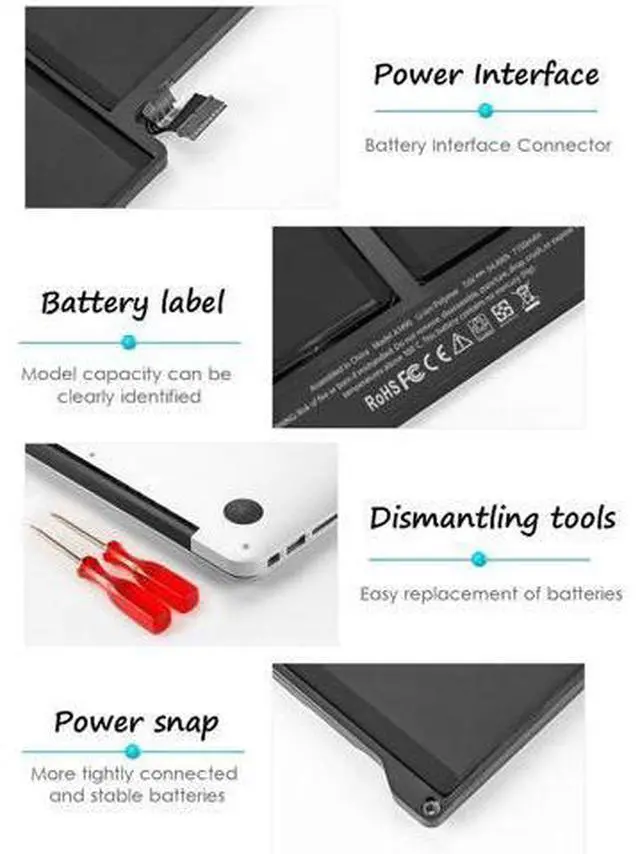 Alt view image 2 of 5 - A1466 A1496 A1405 Replacement Battery for MacBook Air 2017, Early 2015 Early 2014, Mid 2013 Mid 2012 Mid 2011, Late 2010 Fits A1396 A1405 A1496 A1377