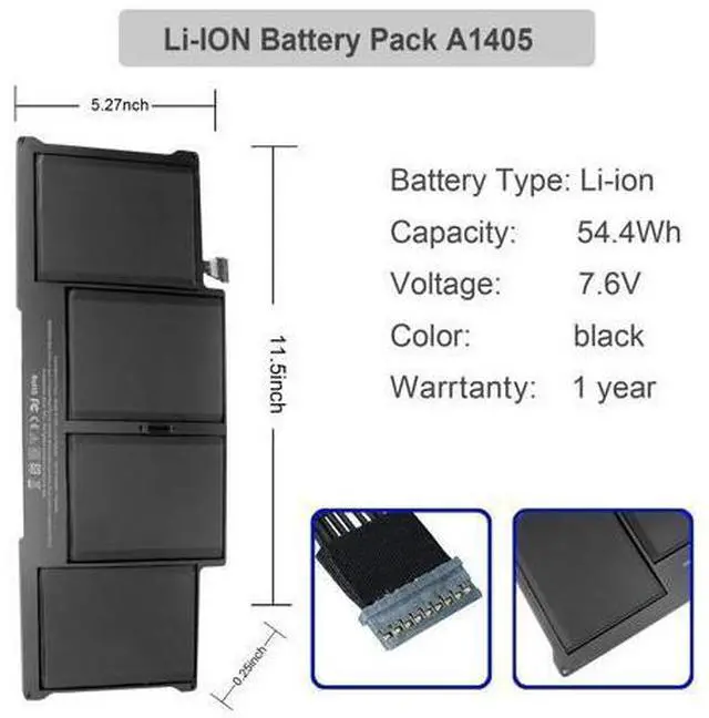 Alt view image 3 of 5 - A1466 A1496 A1405 Replacement Battery for MacBook Air 2017, Early 2015 Early 2014, Mid 2013 Mid 2012 Mid 2011, Late 2010 Fits A1396 A1405 A1496 A1377