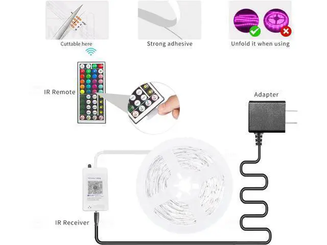 Alt view image 6 of 6 - 100ft Led Strip Lights RGB Music Sync Color Changing Led Lights with Smart App Control Remote Led Lights for Bedroom Room Lighting Flexible Home Décor