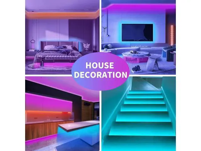 Alt view image 2 of 6 - 100ft Led Strip Lights RGB Music Sync Color Changing Led Lights with Smart App Control Remote Led Lights for Bedroom Room Lighting Flexible Home Décor