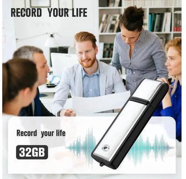 Alt view image 3 of 6 - 32G Voice Recorder, Digital Audio Recorder with 750 Hours Recording Capacity Noise Reduction USB Recording Device Rechargeable Voice Recorder for Lecture,Interview,Meeting Class