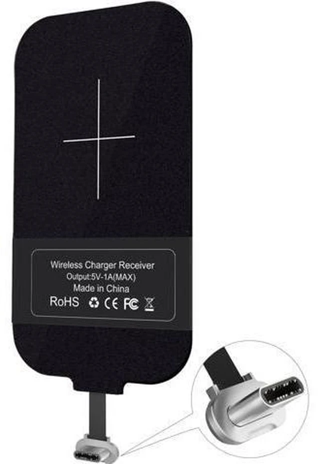 Main image of Qi Receiver USB C Thin Wireless Charging Receiver Type C Wireless Charger Receiver for Galaxy A51/A20E/A20 Pixel 2 and Other Type-C Android Cell Phones(Short Version)