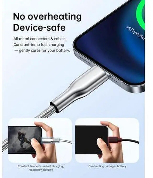 Alt view image 5 of 7 - 6.6FT Chew Proof iPhone Charging Cable - MFi Certified Metal Lightning Cable Metal Cat & Dog Chew-Proof iPhone Charging Cord with 3A Fast Charging Data Sync Carplay for iPhone 14 13 12 11 X 8 7 6 5