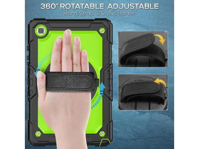 Alt view image 3 of 7 - Case for Samsung Galaxy Tab A7 (10.4 Inch) 2020, SM-T500/ T505/ T507 Case, Durable Sturdy Case with Screen Protector Swivel Stand Hand Shoulder Strap Drop-Proof Galaxy Tablet A7 Case - Green