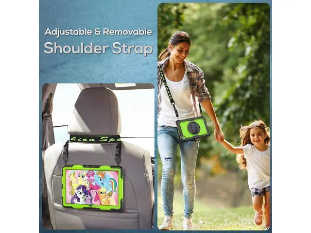 Alt view image 4 of 7 - Case for Samsung Galaxy Tab A7 (10.4 Inch) 2020, SM-T500/ T505/ T507 Case, Durable Sturdy Case with Screen Protector Swivel Stand Hand Shoulder Strap Drop-Proof Galaxy Tablet A7 Case - Green