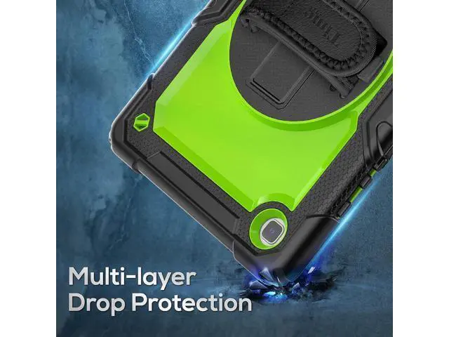 Alt view image 6 of 7 - Case for Samsung Galaxy Tab A7 (10.4 Inch) 2020, SM-T500/ T505/ T507 Case, Durable Sturdy Case with Screen Protector Swivel Stand Hand Shoulder Strap Drop-Proof Galaxy Tablet A7 Case - Green