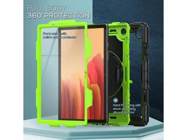 Alt view image 7 of 7 - Case for Samsung Galaxy Tab A7 (10.4 Inch) 2020, SM-T500/ T505/ T507 Case, Durable Sturdy Case with Screen Protector Swivel Stand Hand Shoulder Strap Drop-Proof Galaxy Tablet A7 Case - Green