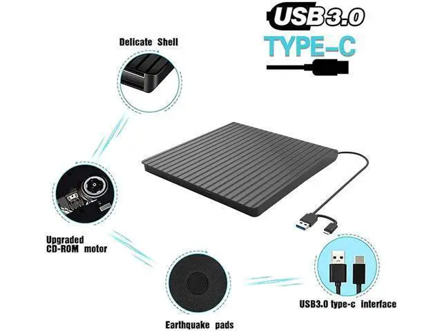 Alt view image 5 of 7 - External CD/DVD Drive for Laptop USB-C & USB 3.0 CD/DVD ROM Drive Reader Writer Burner Compatible with Laptop PC MacBookMac Windows 11/10/8/7 Linux OS Apple