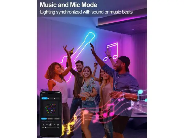 Alt view image 3 of 7 - Smart Neon Rope Lights USB 16.4Ft LED Rope Lights IC & RGB Color Changing with APP Control Music Sync Neon Strip Lights Outdoor Waterproof DIY for Gaming Room Living Indoor Decor
