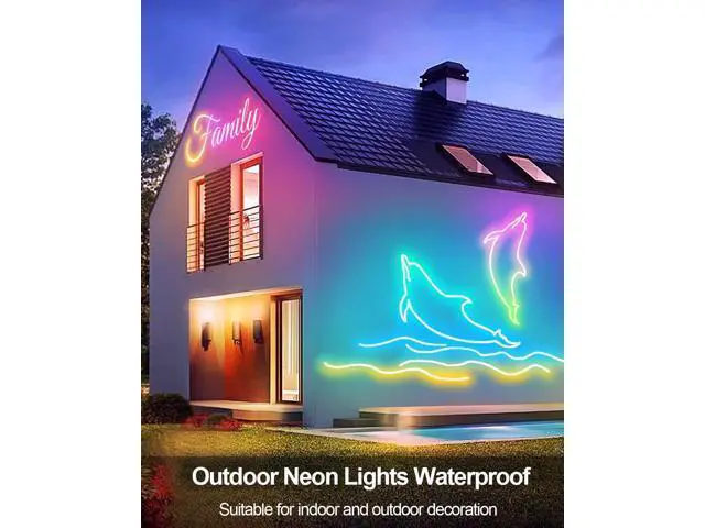 Alt view image 6 of 7 - Smart Neon Rope Lights USB 16.4Ft LED Rope Lights IC & RGB Color Changing with APP Control Music Sync Neon Strip Lights Outdoor Waterproof DIY for Gaming Room Living Indoor Decor