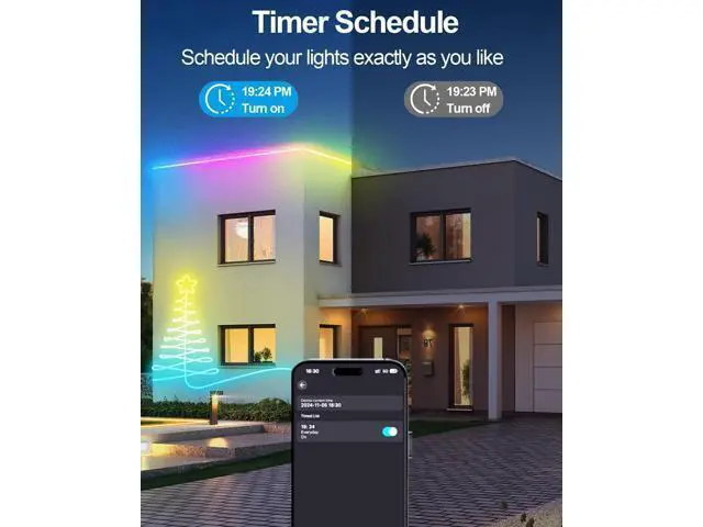 Alt view image 5 of 7 - Smart Neon Rope Lights USB 16.4Ft LED Rope Lights IC & RGB Color Changing with APP Control Music Sync Neon Strip Lights Outdoor Waterproof DIY for Gaming Room Living Indoor Decor