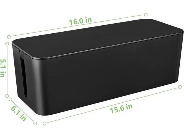 Alt view image 3 of 6 - Cable Management Box, Large Cord Organizer Box to Hide Power Strip & Under Desk,TV Computer Wires Cable Organizer Hider Box with Cable Clips&Reusable Cable Ties for Home/Office(Black)